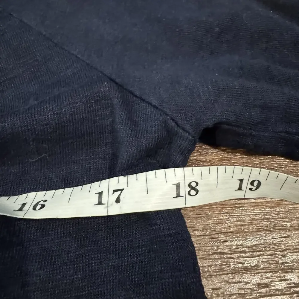 Boden 100% Linen Puff Sleeve Top T-Shirt Navy Casual Beach Vacation Comfort 4
